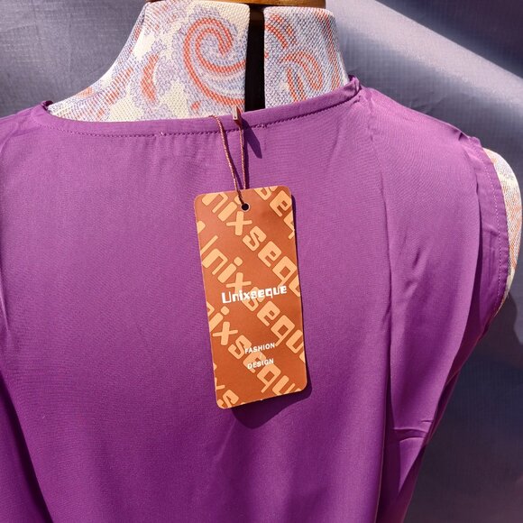 Deep Violet Purple Pullover Tank Top Blouse Shirt - Picture 6 of 7